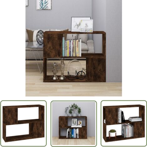 The Living Store Bücherregal/Raumteiler Räuchereiche 80x24x63 cm - Buche Regal - Holz Regalböden - Fernsehschrank - Raumteiler - Wohnzimmer Einrichtung
