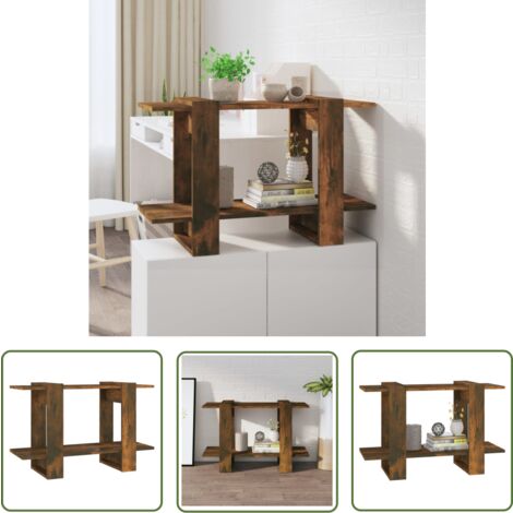 The Living Store Bücherregal/Raumteiler Räuchereiche 80x30x51 cm - Bucherregal - Raumteiler - Holzmöbel - Eichefarbenes Möbelstück - Regal