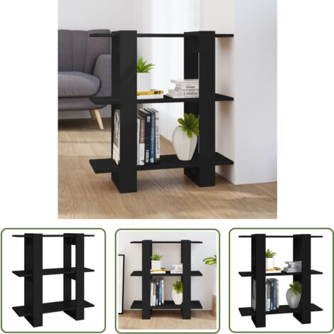 The Living Store Bücherregal/Raumteiler Schwarz 80x30x87 cm - BucheRegal - Holzregal - Schrank - Raumteiler - Schwarz