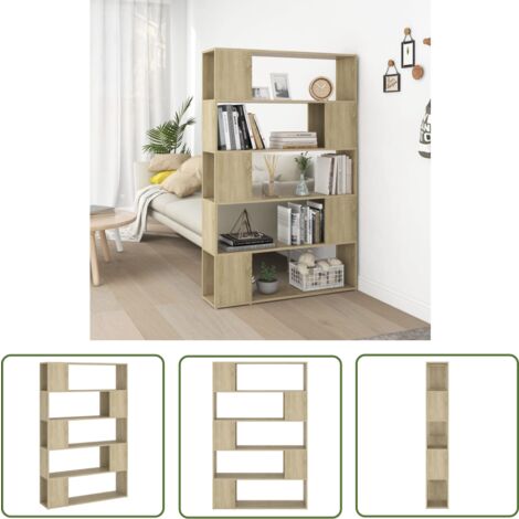 The Living Store Bücherregal Raumteiler Sonoma-Eiche 100x24x155 cm Holzwerkstoff - Bücherregal - Raumteiler - Holzwerkstoff - Sonoma-Eiche - Etagentyp