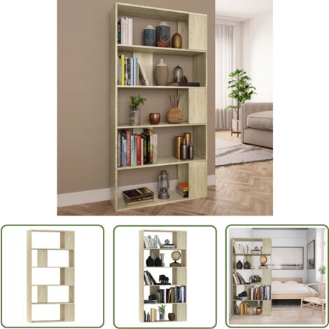 The Living Store Bücherregal/Raumteiler Sonoma-Eiche 80x24x159 cm Holzwerkstoff - Bücherregal - Regal - Holzregal - Eiche Möbel - Raumteiler