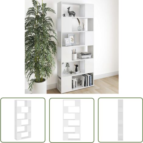 The Living Store Bücherregal Raumteiler Weiß 80x24x186 cm Holzwerkstoff - Bücherregal - Raumteiler - Holzwerkstoff Regal - Weißes Regal - Schrank