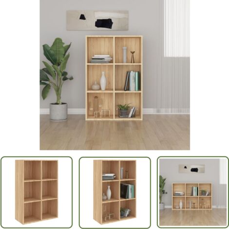 The Living Store Bücherregal/Sideboard Sonoma-Eiche 66x30x98 cm Holzwerkstoff - Bücherregal - Sideboard - Eichefarbenes Möbel - Holzwerkstoffeinrichtung - Wohnzimmer Dekoration