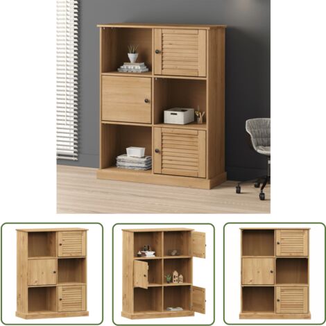 The Living Store Bücherregal VIGO 90x35x114,5 cm Massivholz Kiefer - Holz Regal - Buche Regal - Bücherregal Massiv - Regal Landhaus - Vintage Bücherregal