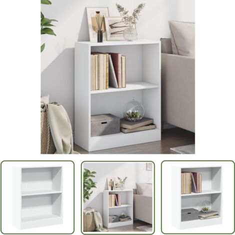The Living Store Bücherregal Weiß 60x24x76 cm Holzwerkstoff - BucheRegal - Holzregal - Sideboard - Weißer Schrank - Regal Weiss