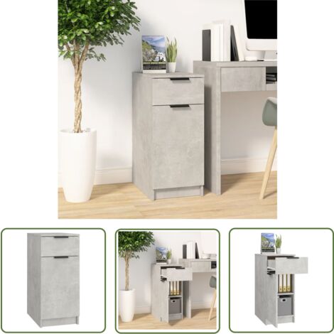 The Living Store Büroschrank Betongrau 33,5x50x75 cm Holzwerkstoff - Bürostuhl - Schreibtischorganisation - Bürobedarf - Regal - Holzregal