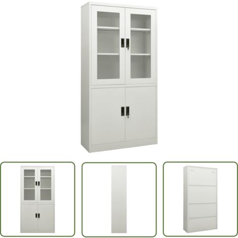 The Living Store Büroschrank Hellgrau 90x40x180 cm Stahl - Aktenschrank - Büroorganisation - Stauraum - Schreibtischschrank - Metallregal