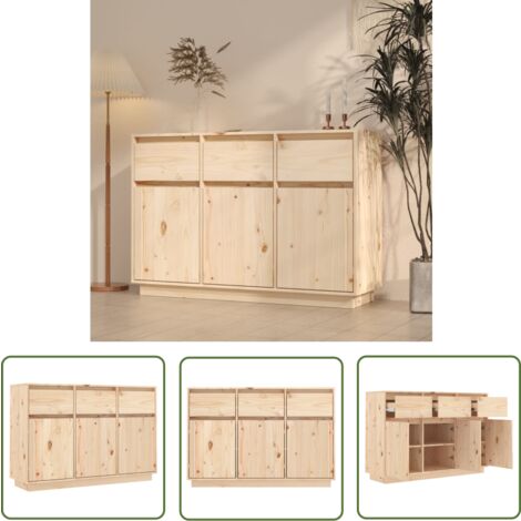 The Living Store Buffet 110x34x75 cm Bois massif de pin - Buffet En Bois - Meuble De Rangement - Commode - Bibliothèque - Mobilier Salon