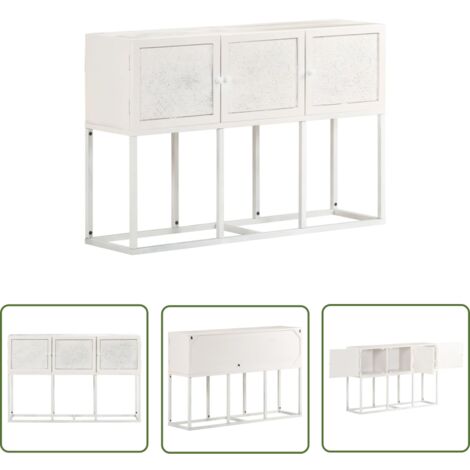 The Living Store Buffet 115x30x76 cm Bois de manguier massif - Buffet - Meuble De Rangement - Commode - Style Rustique - Style Industriel