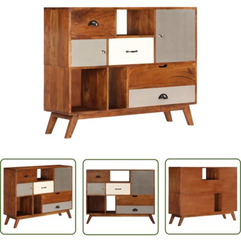 The Living Store Buffet 115x35x86 cm Bois solide d'acacia - Buffet - Commode - Meuble De Rangement - Meuble Retro - Meuble Acacia