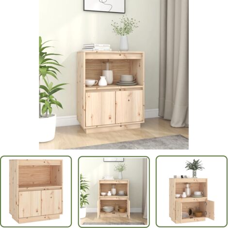 The Living Store Buffet 60x34x75 cm Bois massif de pin - Buffet - Meuble De Rangement - Commode - Bois Massif - Pin