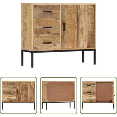 The Living Store Buffet 88x30x71 cm Bois de manguier massif - Buffet - Commode - Mobilier - Rangement - Bois Massif
