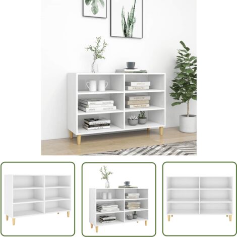 The Living Store Buffet blanc 103,5x35x70 cm bois d'ingénierie - Meuble De Rangement - Buffet Blanc - Bibliothèque - Rangement - Style Scandinave