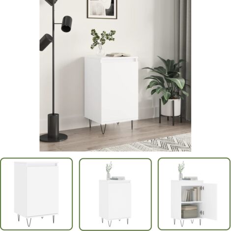 The Living Store Buffet blanc 40x35x70 cm bois d’ingénierie - Buffet - Meuble De Rangement - Armoire Blanche - Mobilier Contemporain - Design Scandinave