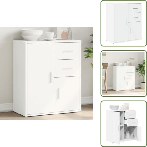 The Living Store Buffet blanc 60x31x70 cm bois d'ingénierie - Buffet - Meuble De Rangement - Armoire - Commode - Cuisine