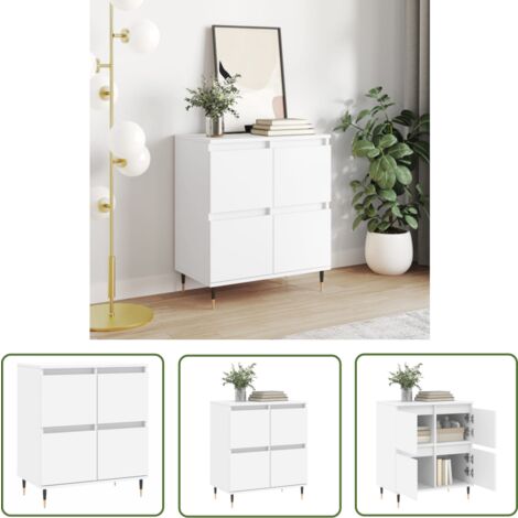 The Living Store Buffet Blanc 60x35x70 cm Bois d'ingénierie - Buffet - Meuble De Rangement - Armoire - Commode - Mobilier