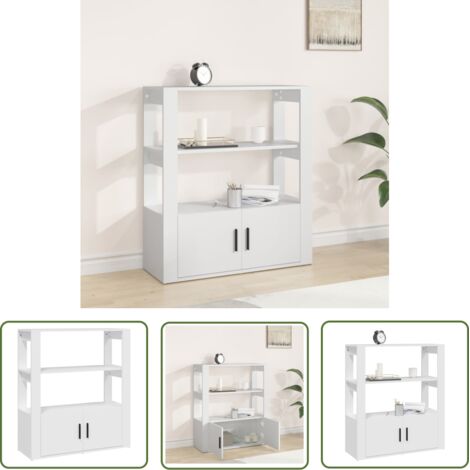 The Living Store Buffet Blanc 80x30x90 cm Bois d'ingénierie - Buffet Blanc - Meuble Rangement - Commode - Bibliothèque - Décoration Intérieur