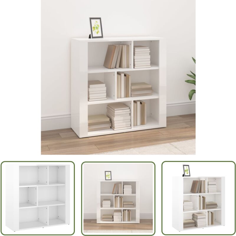 Buffet Blanc brillant 80x30x80 cm Bois d'ingénierie - Buffet Blanc - Meuble Rangement - Commode - Bibliothèque - Décoration Intérieur - The Living