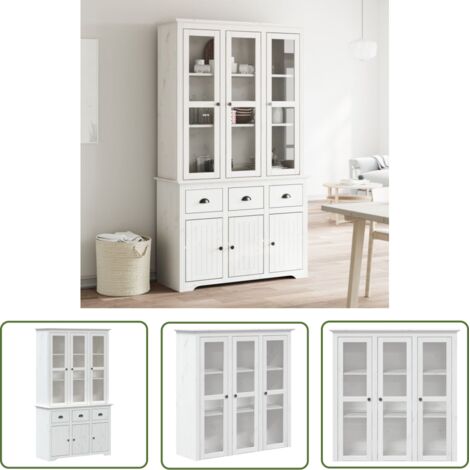 The Living Store Buffet BODO blanc 115,5x43x200,5 cm bois massif de pin - Buffet - Armoire - Meuble De Rangement - Mobilier Français - Style Français