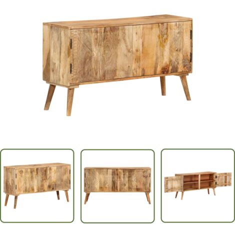 The Living Store Buffet Bois de manguier massif 110x30x60 cm - Buffet - Meuble De Rangement - Armoire - Commode - Bois Massif