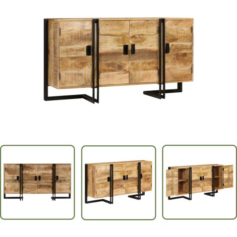 The Living Store Buffet Bois de manguier massif 150x40x80 cm - Buffet En Bois - Meuble De Rangement - Mobilier Intérieur - Buffet Design - Buffet Moderne