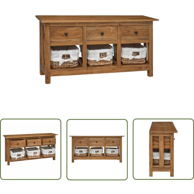 Buffet bois d'acajou massif 100x30x50 cm - Buffet Vintage - Buffet Rustique - Meuble Rangement - Meuble Salon - Meuble Chambre - The Living Store