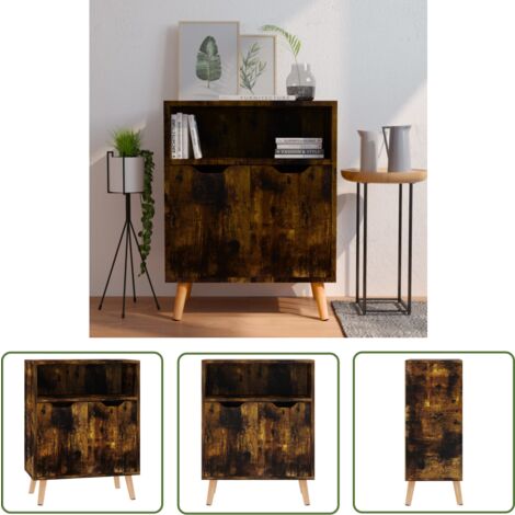 The Living Store Buffet chêne fumé 60x30x72 cm bois d'ingénierie - Buffet - Meuble De Rangement - Commode - Bibliothèque - Mobilier