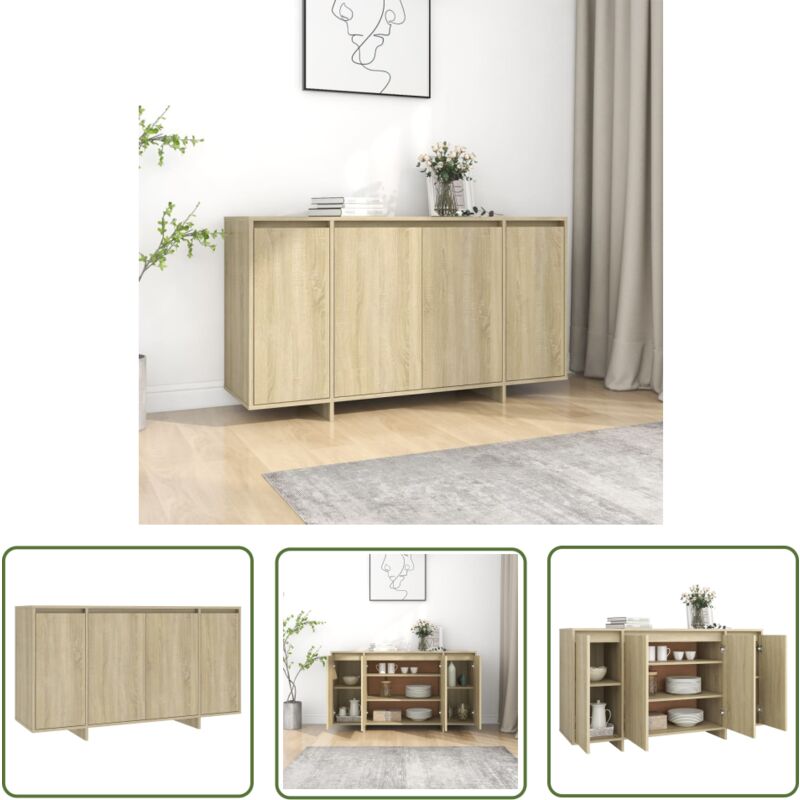 Buffet chêne sonoma 135x41x75 cm bois d'ingénierie - Buffet - Meuble De Rangement - Commode - Armoire - Mobilier - The Living Store
