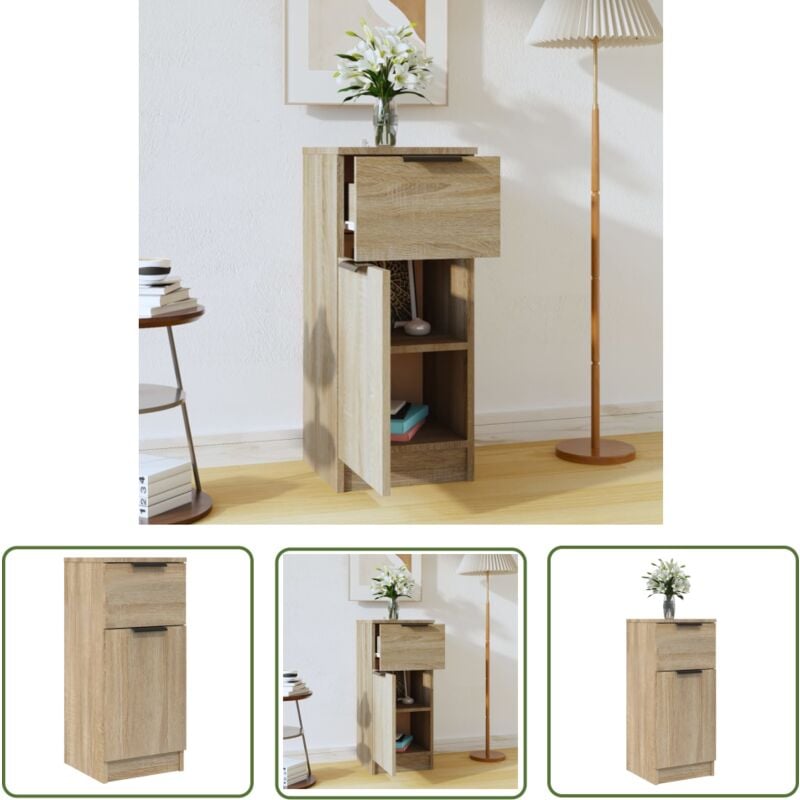 Buffet Chêne sonoma 30x30x70 cm Bois d'ingénierie - Buffet - Meuble De Rangement - Armoire - Commode - Mobilier - The Living Store