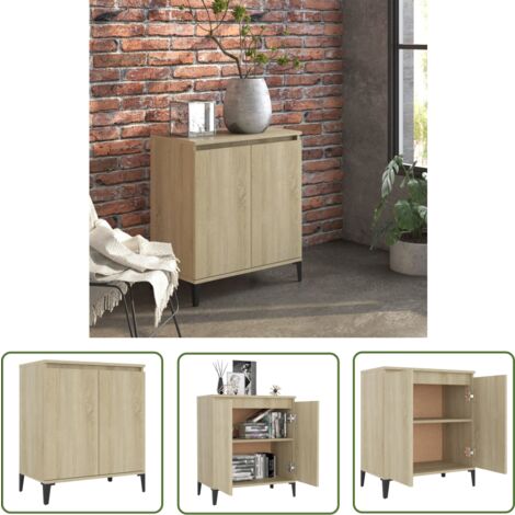 The Living Store Buffet chêne sonoma 60x35x70 cm bois d'ingénierie - Buffet Industriel - Meuble Rangement - Bibliothèque - Commode - Mobilier Salon