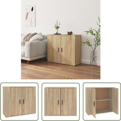 The Living Store Buffet Chêne sonoma 80x33x70 cm Bois d'ingénierie - Buffet - Commode - Rangement - Meuble De Salon - Meuble Entrée