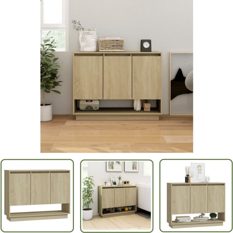 Buffet Chêne sonoma 97x31x75 cm Bois d'ingénierie - Buffet - Meuble De Rangement - Commode - Meuble Salle à Manger - Mobilier Design - The Living