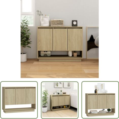 The Living Store Buffet Chêne sonoma 97x31x75 cm Bois d'ingénierie - Buffet - Meuble De Rangement - Commode - Meuble Salle À Manger - Mobilier Design
