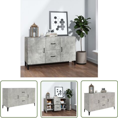 The Living Store Buffet gris béton 100x36x60 cm bois d'ingénierie - Buffet - Meuble De Rangement - Commode - Mobilier - Décoration Intérieure