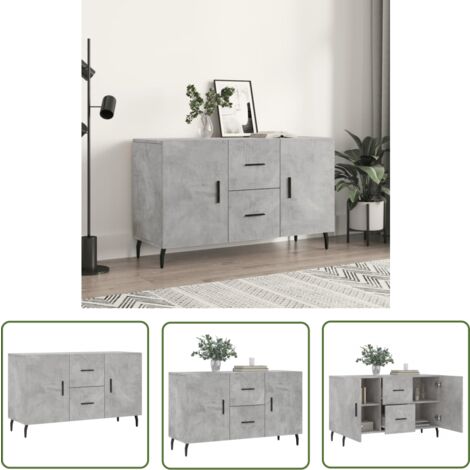 The Living Store Buffet gris béton 100x36x60 cm bois d'ingénierie - Buffet Moderne - Buffet Design - Armoire Rangements - Mobilier Salon - Commode Rangement