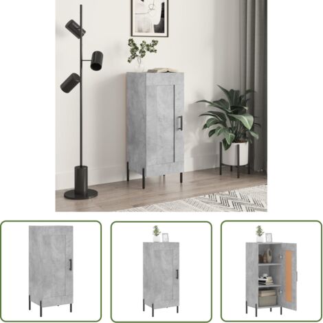 The Living Store Buffet Gris béton 34,5x34x90 cm Bois d'ingénierie - Buffet Design - Meuble Rangement - Armoire Cuisine - Commode Gris - Mobilier Salon