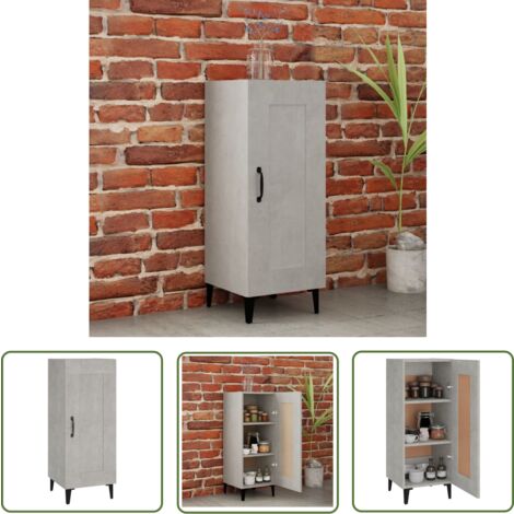 The Living Store Buffet Gris béton 34,5x34x90 cm Bois d'ingénierie - Buffet Gris - Meuble Rangement - Armoire Moderne - Mobilier Salon - Design Industriel