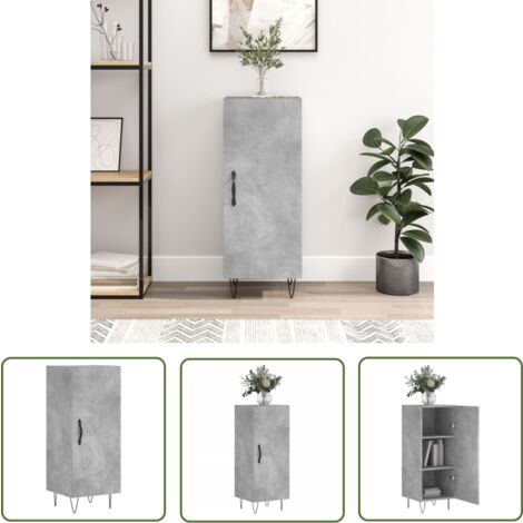 The Living Store Buffet Gris béton 34,5x34x90 cm Bois d'ingénierie - Buffet - Meuble De Rangement - Armoire - Commode - Mobilier Gris