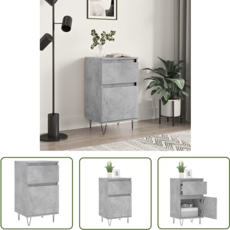 The Living Store Buffet gris béton 40x35x70 cm bois d'ingénierie - Buffet - Armoire - Meuble De Rangement - Meuble TV - Commode