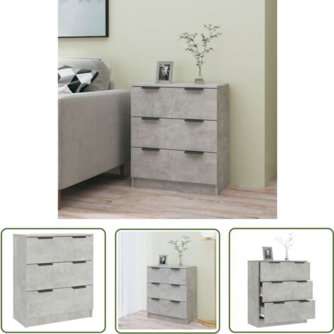 The Living Store Buffet Gris béton 60x30x70 cm Bois d'ingénierie - Buffet Gris - Meuble Rangement - Commode - Armoire Moderne - Mobilier Salon