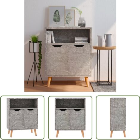 The Living Store Buffet gris béton 60x30x72 cm bois d'ingénierie - Buffet - Meuble TV - Rangement - Commode - Mobilier Moderne