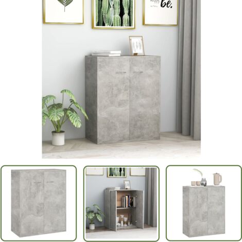 The Living Store Buffet Gris béton 60x30x75 cm Bois d'ingénierie - Buffet Gris - Meuble Rangement - Buffet Design - Mobilier Salon - Commode Moderne
