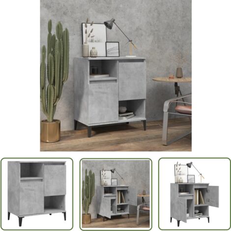 The Living Store Buffet Gris béton 60x35x70 cm Bois d'ingénierie - Buffet - Armoire - Meuble De Rangement - Mobilier - Cuisine