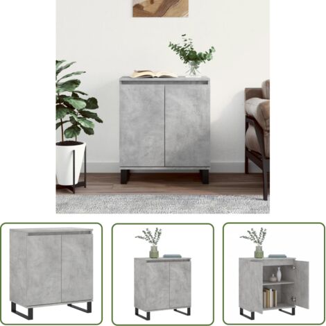 The Living Store Buffet Gris béton 60x35x70 cm Bois d'ingénierie - Buffet Gris - Buffet Design - Meuble Rangement - Armoire Murale - Commode Moderne