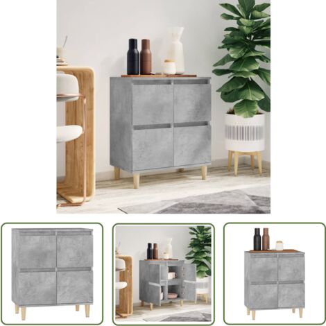 The Living Store Buffet Gris béton 60x35x70 cm Bois d'ingénierie - Buffet - Meuble De Rangement - Armoire - Commode - Mobilier Gris