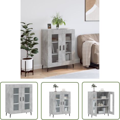 The Living Store Buffet gris béton 69,5x34x90 cm bois d'ingénierie - Buffet - Armoire - Meuble De Rangement - Mobilier - Décoration Intérieure