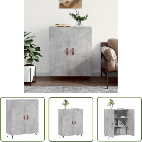 The Living Store Buffet gris béton 69,5x34x90 cm bois d'ingénierie - Buffet - Armoire - Meuble De Rangement - Mobilier - Design Classique
