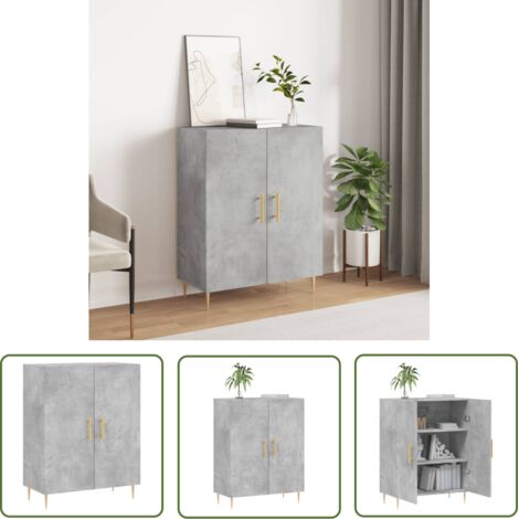 The Living Store Buffet gris béton 69,5x34x90 cm bois d'ingénierie - Buffet - Armoire - Meuble De Rangement - Mobilier - Design Intemporel