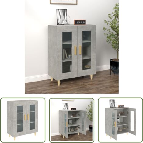 The Living Store Buffet gris béton 69,5x34x90 cm bois d'ingénierie - Buffet - Armoire - Meuble De Rangement - Mobilier - Design Minimaliste