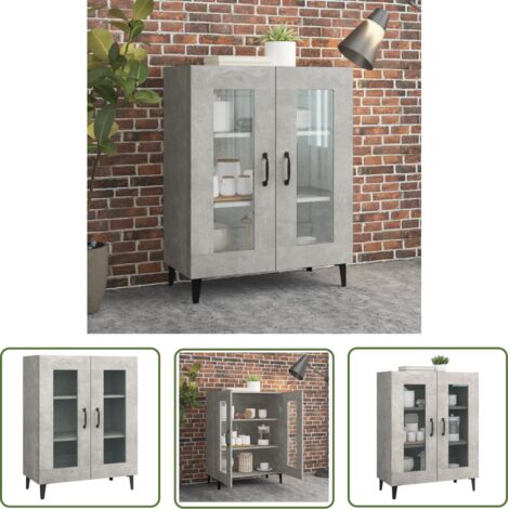 The Living Store Buffet gris béton 69,5x34x90 cm bois d'ingénierie - Buffet - Armoire - Placard - Meuble De Rangement - Meuble TV